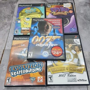 PS2 5 GAME Bundle 007 Night Fall Spyro SpongeBob World Series Of Poker Skateboar - Picture 1 of 18
