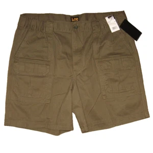 Lee Men's Cargo Shorts 38 Waist Olive Drab Side Elastic 7.5" inseam New - Picture 1 of 3
