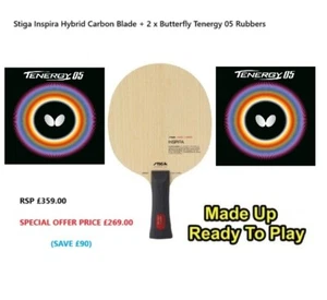 Custom Made Table Tennis Bat - Stiga Inspira Hybrid Carbon + Butterfly Tenergy - Picture 1 of 1
