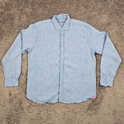 Report Collection Shirt Men 2XL XXL Blue Linen Long Sleeve Breathable Casual - Image 1 of 4