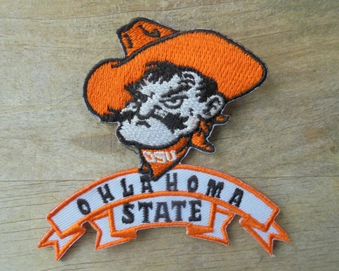 NCAA Oklahoma State Cowboys Pistol Pete Mascot Logo Iron On Embroidered Patch Cover