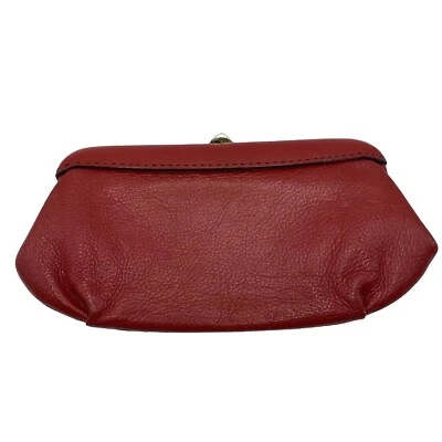 Vintage Red Clutch Bag Purse Faux Leather Pebbled 1970’s Lined Zip Pocket - Image 1 of 4