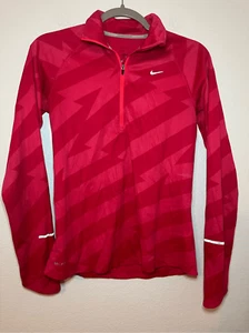Nike Women Dri-Fit Pullover Long Sleeve Mock Neck 1/2 Zip Activewear Large Pink - Picture 1 of 6