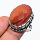 Natural Red Sunstone Gemstone 925 Sterling Silver Jewelry Ring Size 7 Gift U249