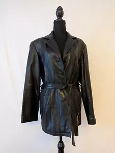 Adler Soft Black Lambskin Leather Coat - Large - Picture 1 of 7