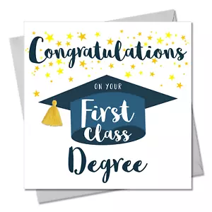 First Class Degree Congratulations Card, Embellished with a colourful tassel - Picture 1 of 3