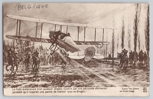Antique WW1 Postcard British Plane German Attack Near Bruges Posted France - Picture 1 of 2