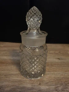Botella de perfume de cristal cortado piña vintage con tapón tarro de gelatina de apertura amplia - Imagen 1 de 12