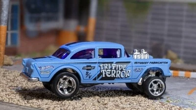 Hot Wheels '55 Bel Air Gasser (Blue) #110 - Custom Wheel Swap - Image 1 of 4