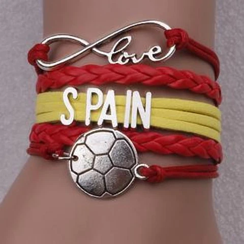 US SELLER SPAIN SOCCER FOOTBALL TEAM LEATHER INFINITY CHARM BRACELET #1 Cover