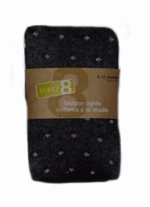 Crazy 8 Girls Black Winter Tights Silver Sparkle Dots 4  5-6  NWT - Picture 1 of 2