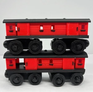 Wooden Railway Compatible 2 Red Box Cars Custom Made for Thomas & Friends Brio - Picture 1 of 13