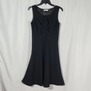 Calvin Klein Womens Black Sleeveless Dress Size 8 Ruffle Accent Scoop Neck 8 - Picture 1 of 10