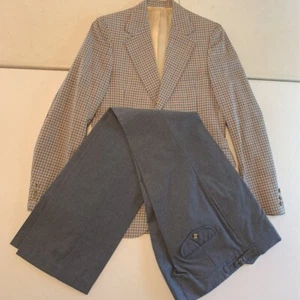 Vintage Reynolds-Penland Herren Zwei Knopf Anzug grau kariert gefüttert Taschen USA M - Bild 1 von 9
