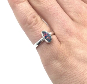 Anillo Plata 925 Ópalo Australiano Minimalista Mujer Joyería 17.5mm / 55 - Imagen 1 de 15