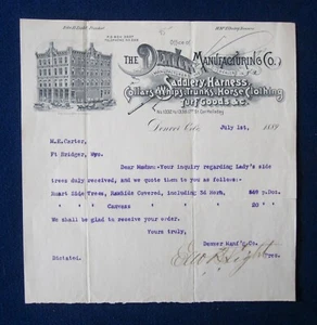 The Denver MFG Company Bill Head 1889 - Foto 1 di 2