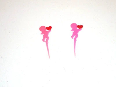 Vintage Valentine's Day Cupid Plastic Cake Toppers 3" Tall - Image 1 of 3