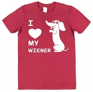 I Love My Wiener Funny T-Shirt For Dachshund Owner Dog Lover T-Shirt - Picture 1 of 6