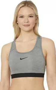 Nike Women's Swoosh Sports Bra Medium Support Gray Black Size XS Free Shipping - Picture 1 of 4