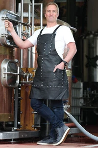 Premium Genuine Leather Bib Apron Fruitier, Barber, Barrister, Blacksmith-Black - Picture 1 of 8