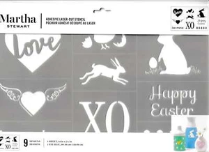 Martha Stewart Crafts Adhesive Laser-Cut Stencil 9 Designs Easter Valentines - Picture 1 of 2