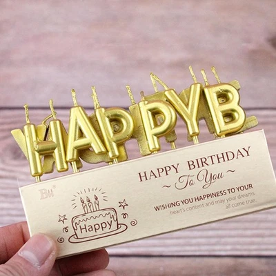 Happy Birthday Letters Cake Gold Silver Candles Spiral Flowers Candle Cupcakes  Foto 1 de 4