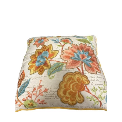 Linen Embroidered Beaded Floral Accent Pillows set of two 12" Pier 1 - Image 1 of 4