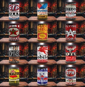 Full Set of 12 Retro Petroliana Oil Can Mugs Vintage Motor Oil Garage Collecton - Picture 1 of 20