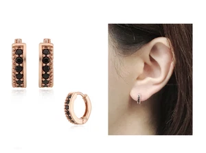 StoneHenge Silver One Touch SC1056 Silver 925 Rose Gold Plated Black Spinel - Picture 1 of 4