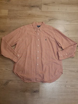 Mens Ralph Lauren Long Sleeve Shirt XL Orange Gingham Check Button Down Classic - Image 1 of 4