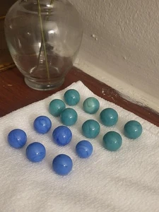 14 Vintage Marbles (Teal & Blue) - Picture 1 of 6