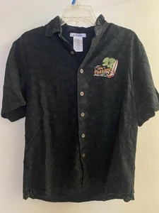 Disney Herren Button Down Schwarz Hemd Mickey In Paradise M Medium Brustumfang 38” - Bild 1 von 7