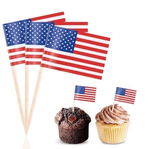 100 Piezas 4 de Julio Palillo de Dientes Americano Bandera Toppers Decoración de Pasteles Independiente... - Imagen 1 de 7