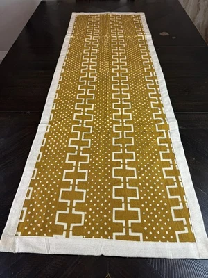 Yellow African Mudcloth Table Runner: Handmade Boho Home Decor - Image 1 of 4