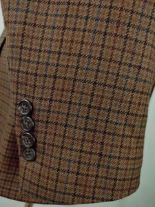 Austin Reed 40R Blue Plaid Check Brown Wool Soft Tweed Blazer Jacket Sport Coat - Picture 1 of 22
