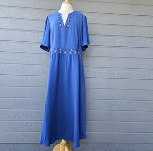 Vestido BloomChic Azul Floral/Espalda Smocking con Bolsillos Talla Grande 18/20 - Imagen 1 de 10