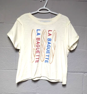Anthropologie Phthalo For Maeve Ruth La Baguette Graphic T Shirt Size M Raw Edge - Picture 1 of 8