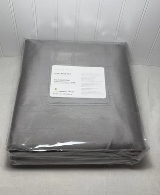 Juego de 2: cortinas Dupioni de seda Pottery Barn ~ 50” x 84” ~ platino ~ apagón Foto 1 de 4