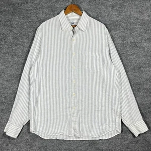 J Crew Baird McNutt Irish Linen Shirt Mens Size Large Striped Cotton Blend - Picture 1 of 14