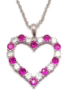 18k Gold Overlay 2.00ctw Ruby & Diamonique Diamond Heart Necklace - Picture 1 of 3