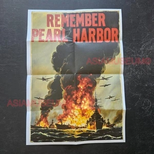 1943 WW2 USA JAPAN REMEMBER PEARL HARBOR NAVY FLAG EAGLE PROPAGANDA POSTER M620 - Picture 1 of 9
