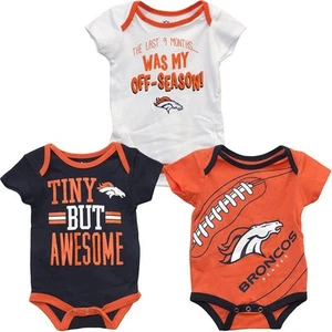 Denver Broncos Conjunto de 3 piezas de Body Creeper Bebé Impresionante - Imagen 1 de 1