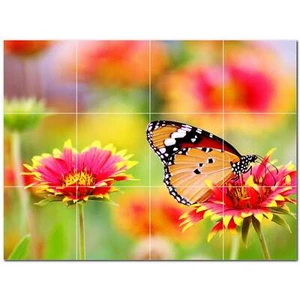 Butterfly Ceramic Tile Wall Mural PT500309. 48" W x 36" H (12) 12x12 tiles - Picture 1 of 1