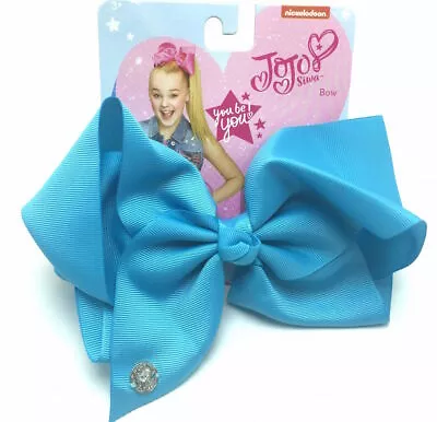 JoJo Siwa Signature ColLection Large Blue/Teal Blue Cheer Hair Bow Clip Light - Image 1 of 2
