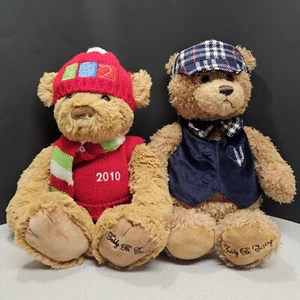 2 Christmas Gund Teddy Bear Stuffed Animal Toys Office Depot Winter Plush Lot - Picture 1 of 10