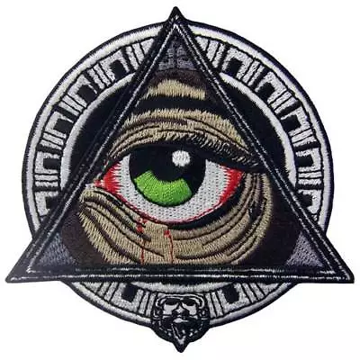 Mayan Geometric Blooding Eye Patch Embroidered iron on Jeans Patch 3.5 X 3.5 - Image 1 of 4