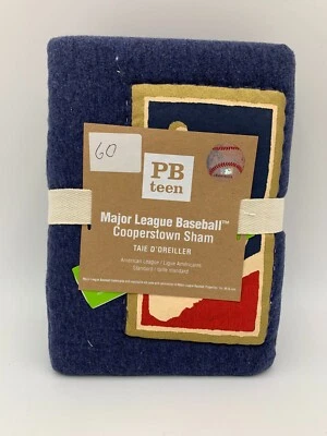 Pottery Barn Adolescente Grandes Ligas Béisbol Cooperstown Sham Azul Estándar H421 Foto 1 de 4