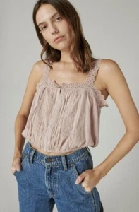 NWT Lucky Brand Pleated Eyelet Bubble Tank, Mauve Pink, XS - Picture 1 of 5