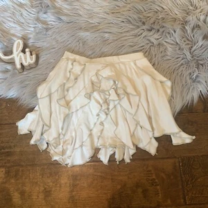 Lemon Loves Lime Skirt Size 4 Girls Ivory Ruffle Beige Piping Cascade Tiered - Picture 1 of 5