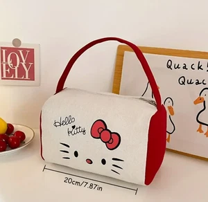 Hello Kitty Handbag Large Capacity Women's Canvas Bag Foldable Portable Cosmetic - Picture 1 of 3